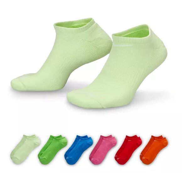 6 Pair Women's Nike No Show Socks Everyday Plus Cushioned Cotton 6 Pack  Dri-Fit - Picture 1 of 3